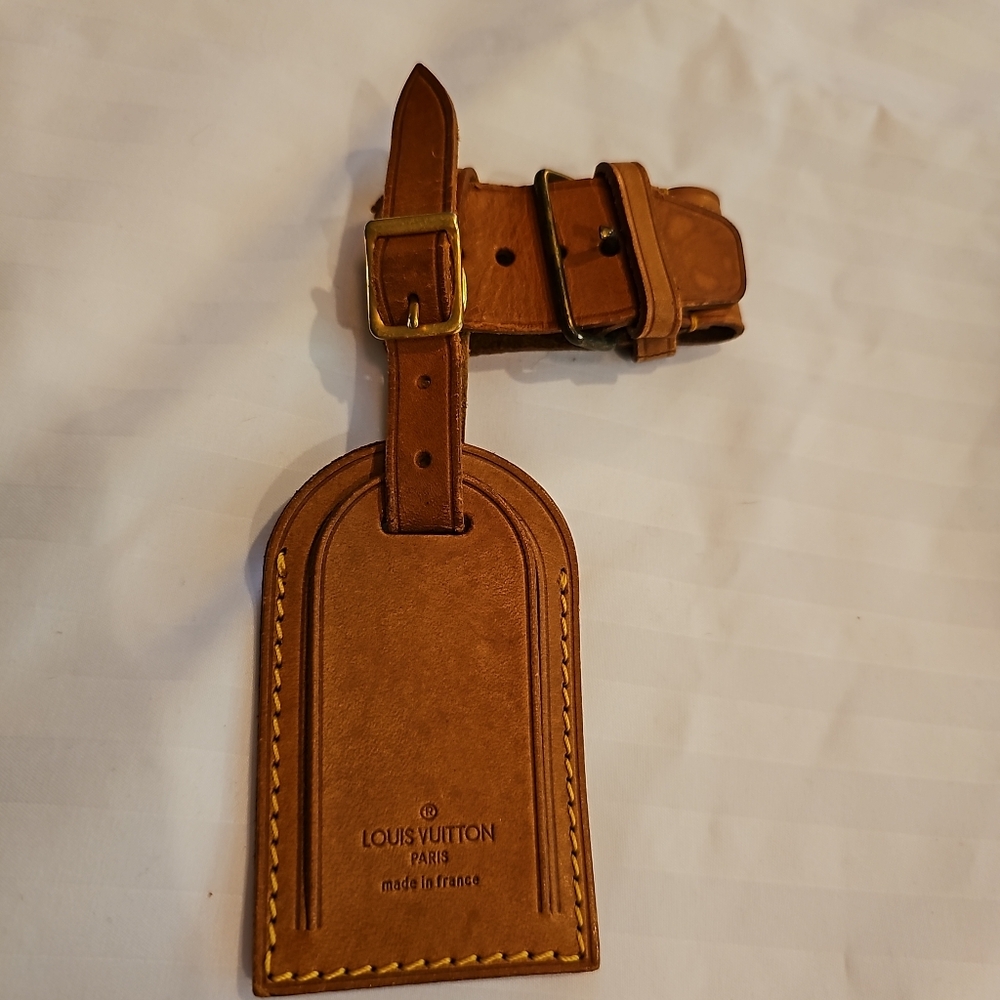 Authentic Louis Vuitton Leather Luggage tag